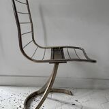 Set of 4 vintage chairs, chromed metal, France 1970