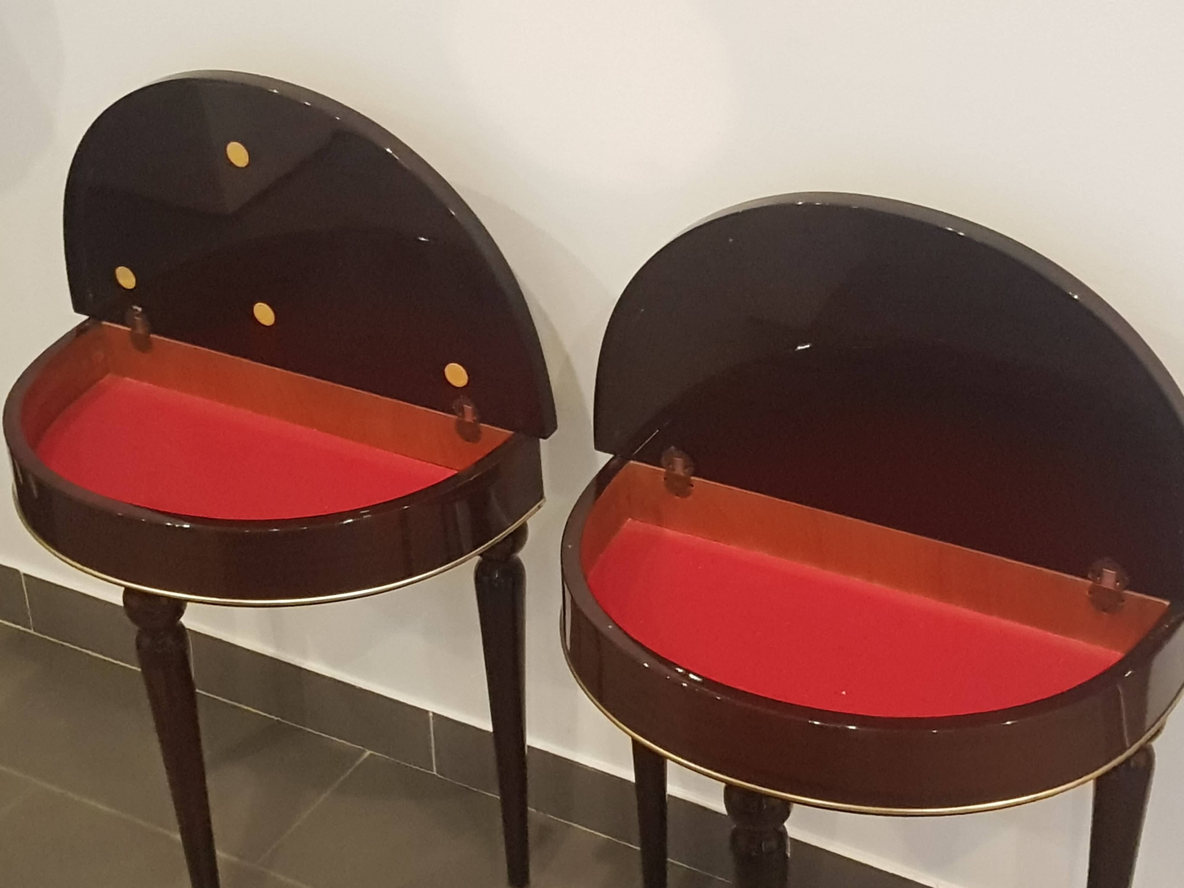 Pair of half-moon bedside tables 60 years