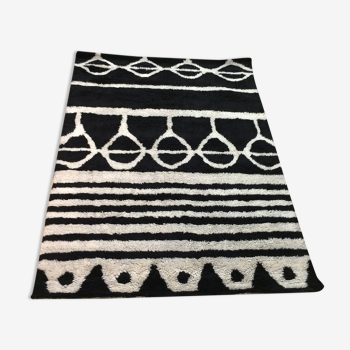 Berber carpet Oudéa pure black and white wool - 290 cm x 210 cm