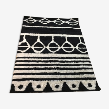 Tapis berbère oudéa pur laine noir et blanc - 290 cm x 210 cm