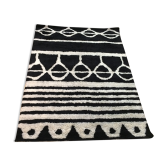 Berber carpet Oudéa pure black and white wool - 290 cm x 210 cm