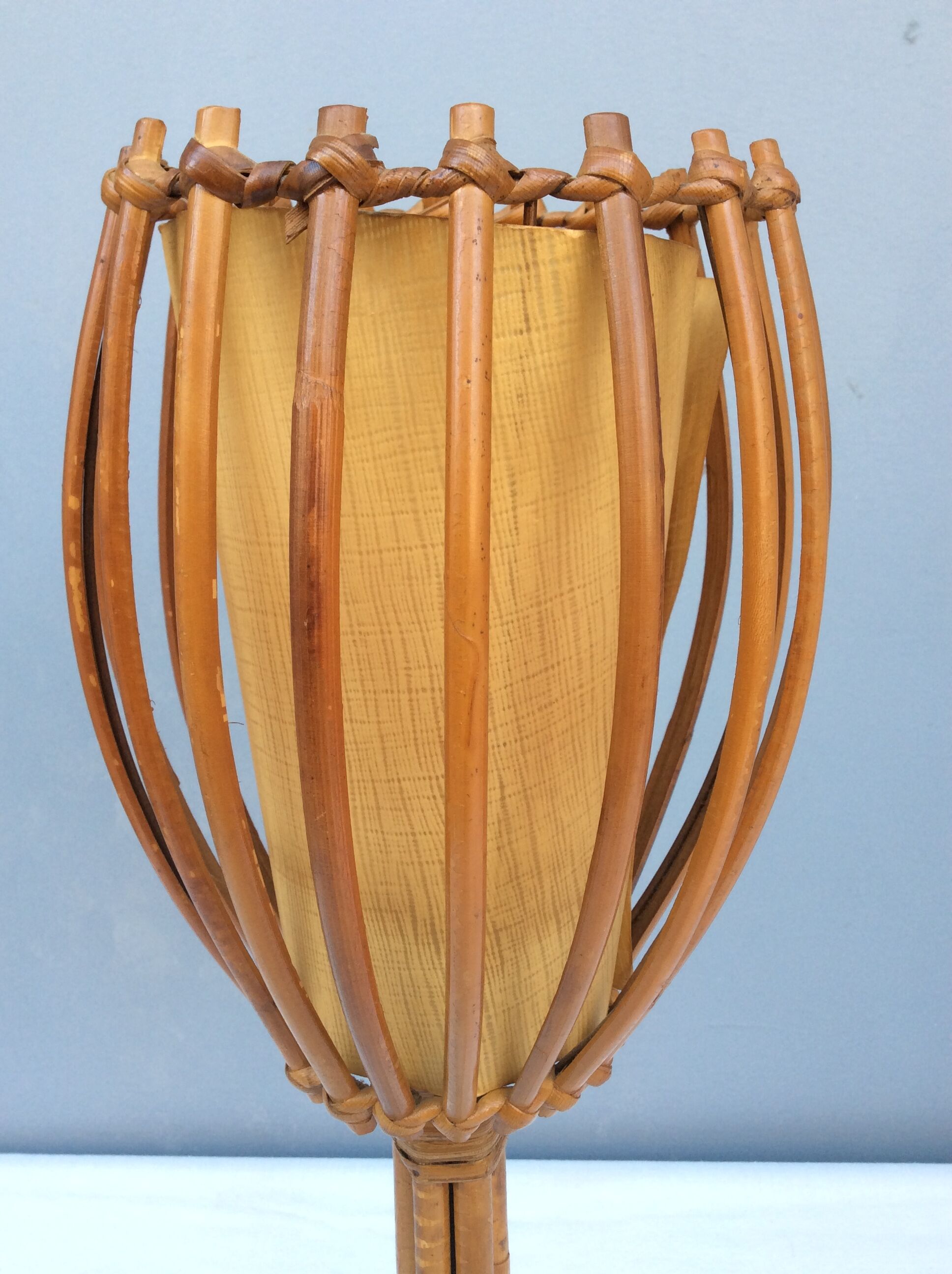 Rattan lamp by Louis Sognot, 1960s