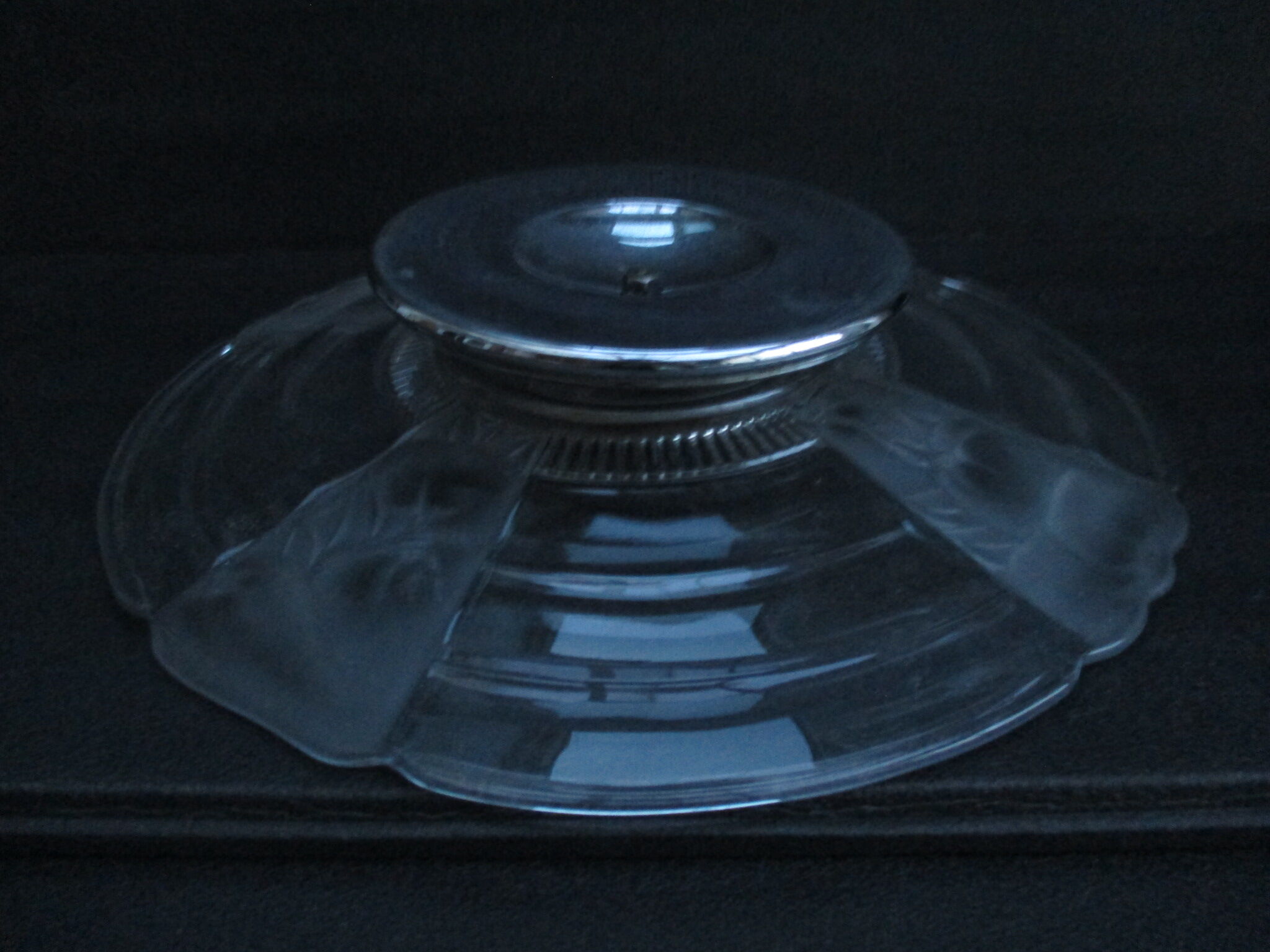 CUP on foot frosted pressed glass and transparent glass- Chrome foot