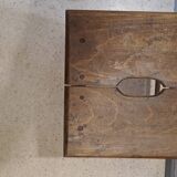 Square stool in brown stained wood 1940 French Popular Art