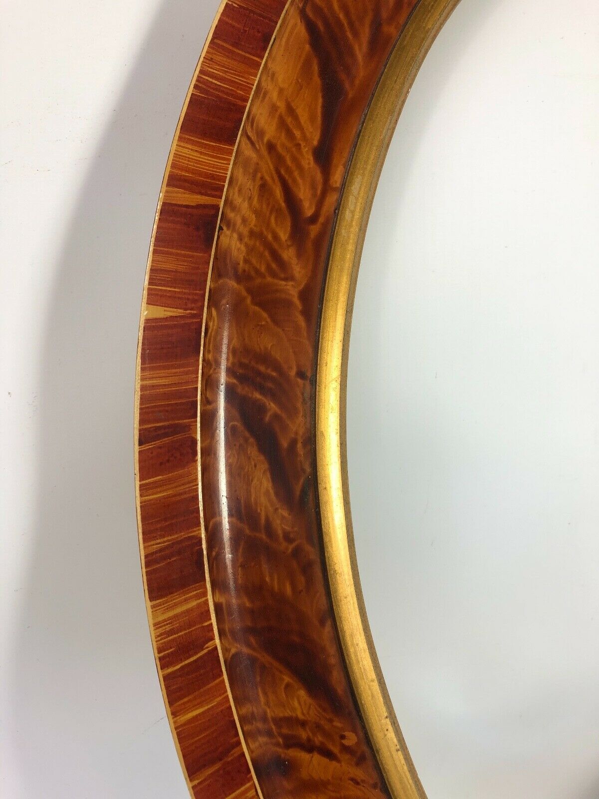 Old oval frame patinated wood & gilded stucco 1930, 52x40cm