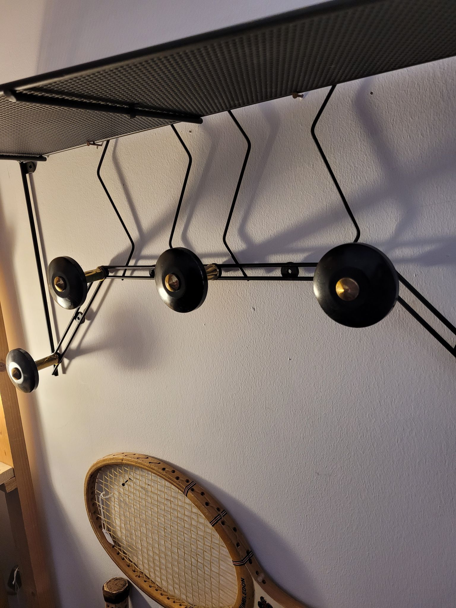 1950s wall-mounted coat rack
