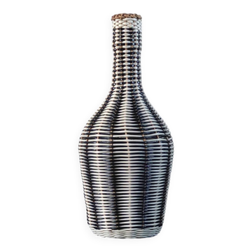 Bouteille vintage en scoubidou tressé bicolore