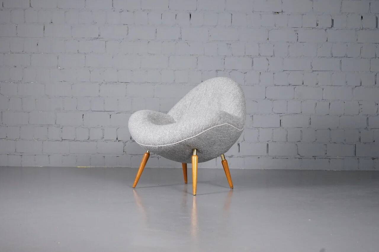 Lounge chair in boucle by Fritz Neth for Correcta