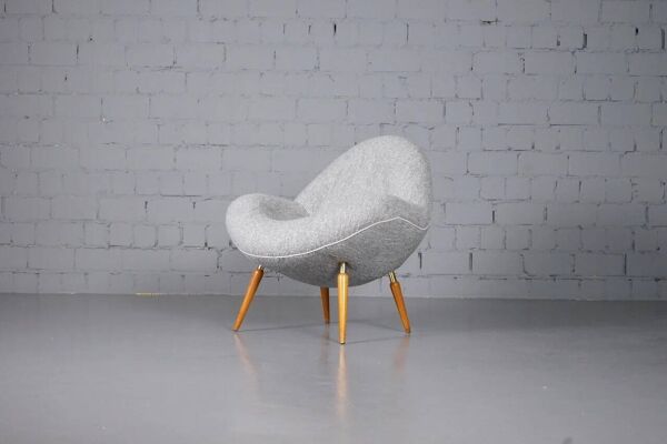 Fauteuil lounge en bouclette de Fritz Neth pour Correcta