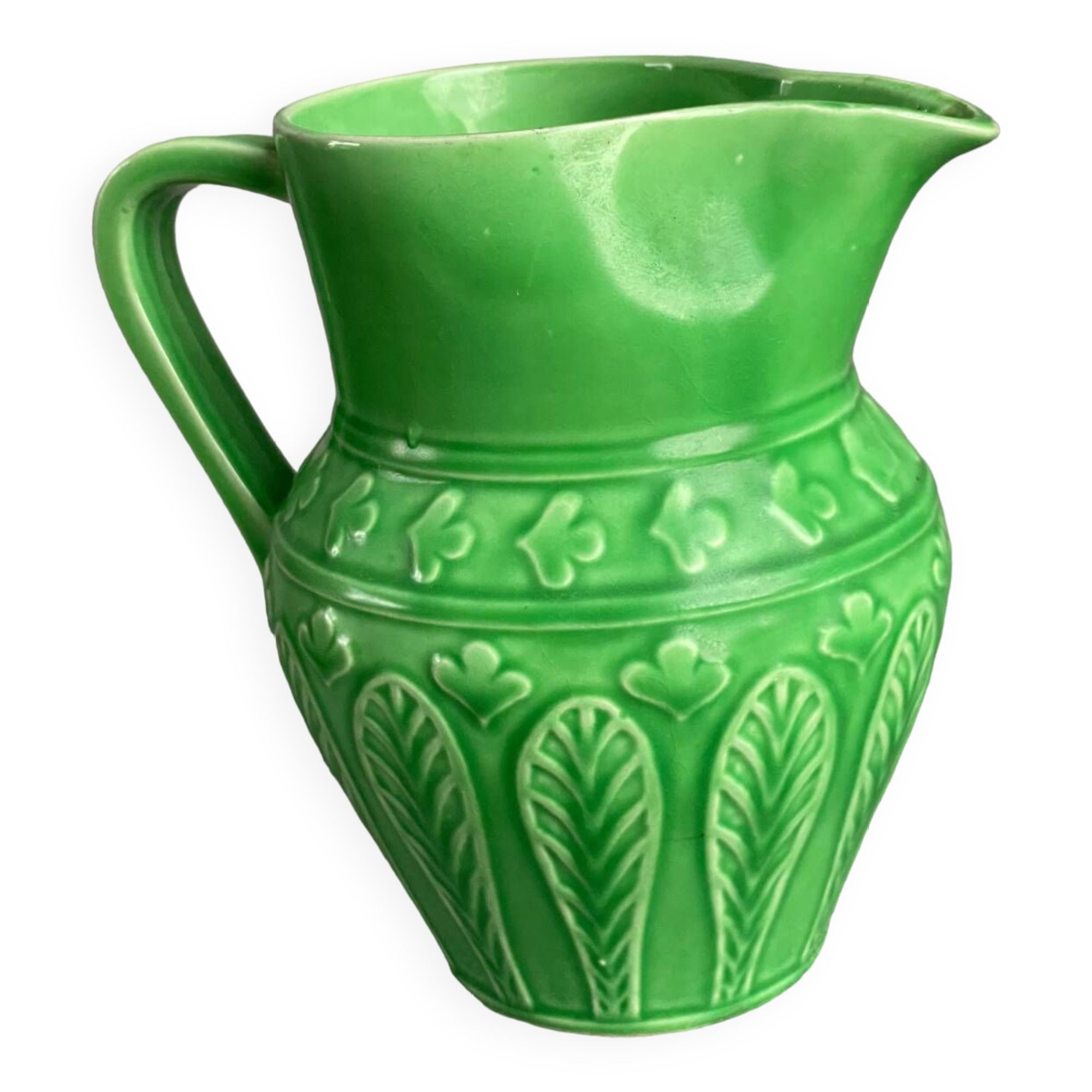 Old ceramic pitcher shape 7316 digoin green