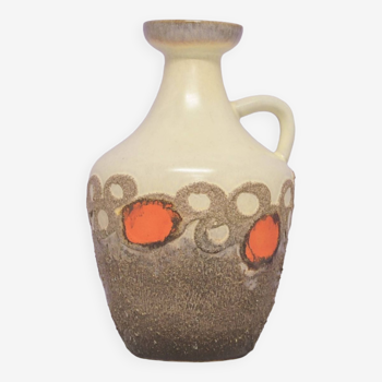 Vintage beige taupe & orange strehla jug vase