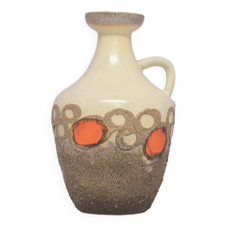 Vintage beige taupe & orange strehla jug vase