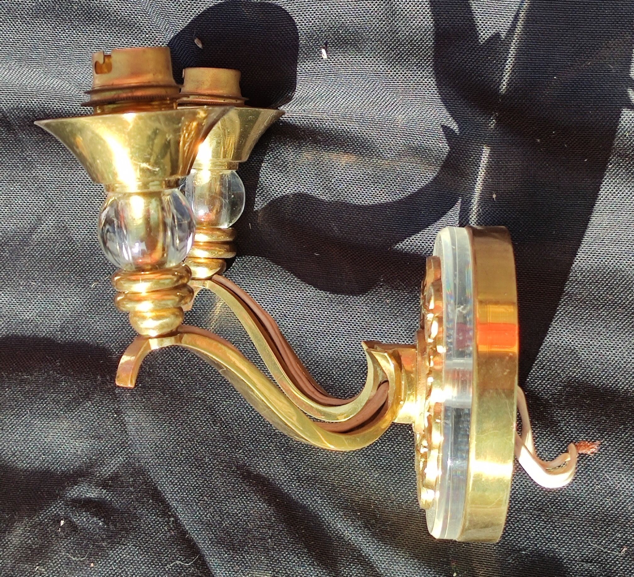 Pair of bronze and glass/neoclassical wall lamps