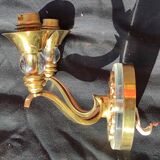 Pair of bronze and glass/neoclassical wall lamps