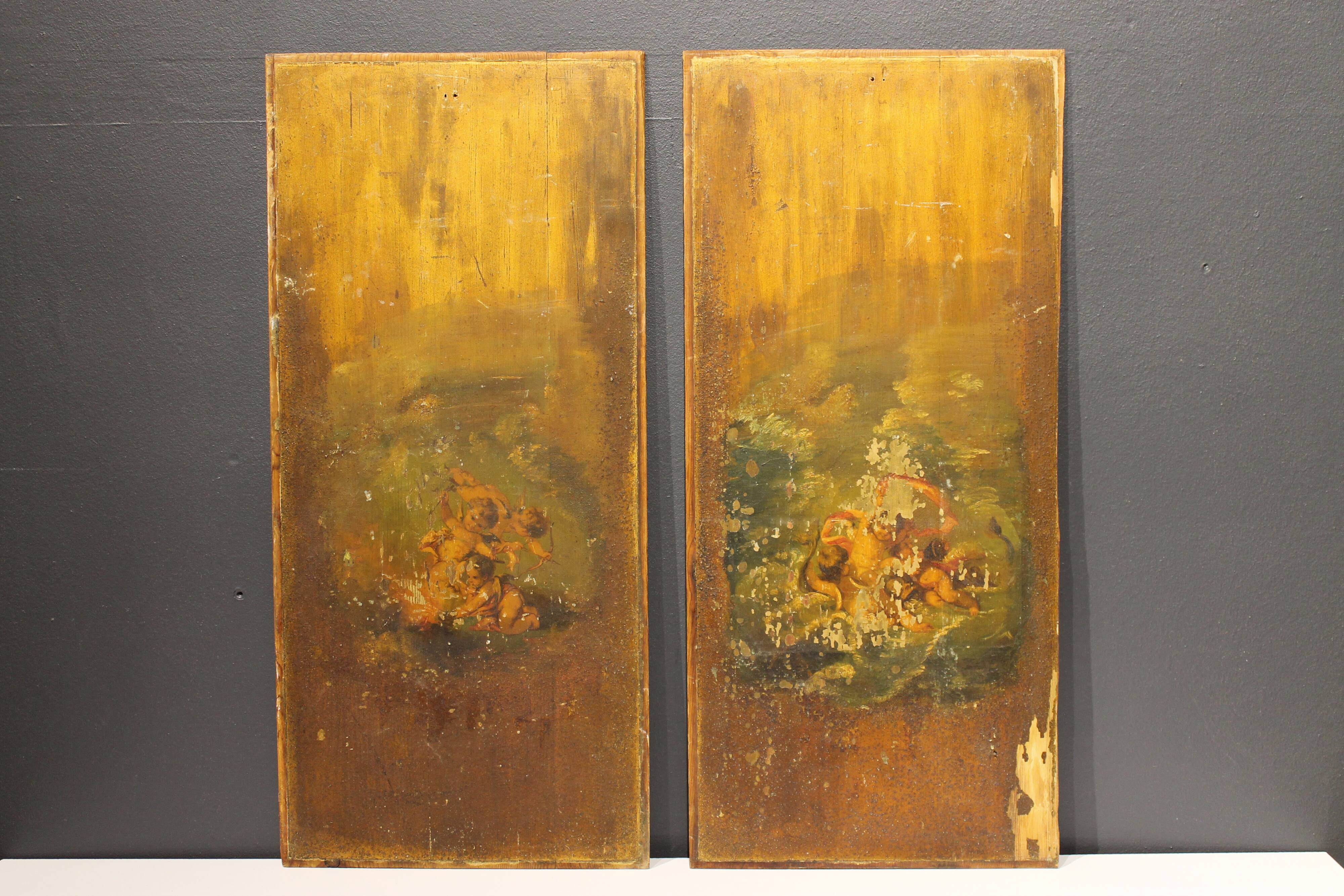 2 panneaux peinture romantique