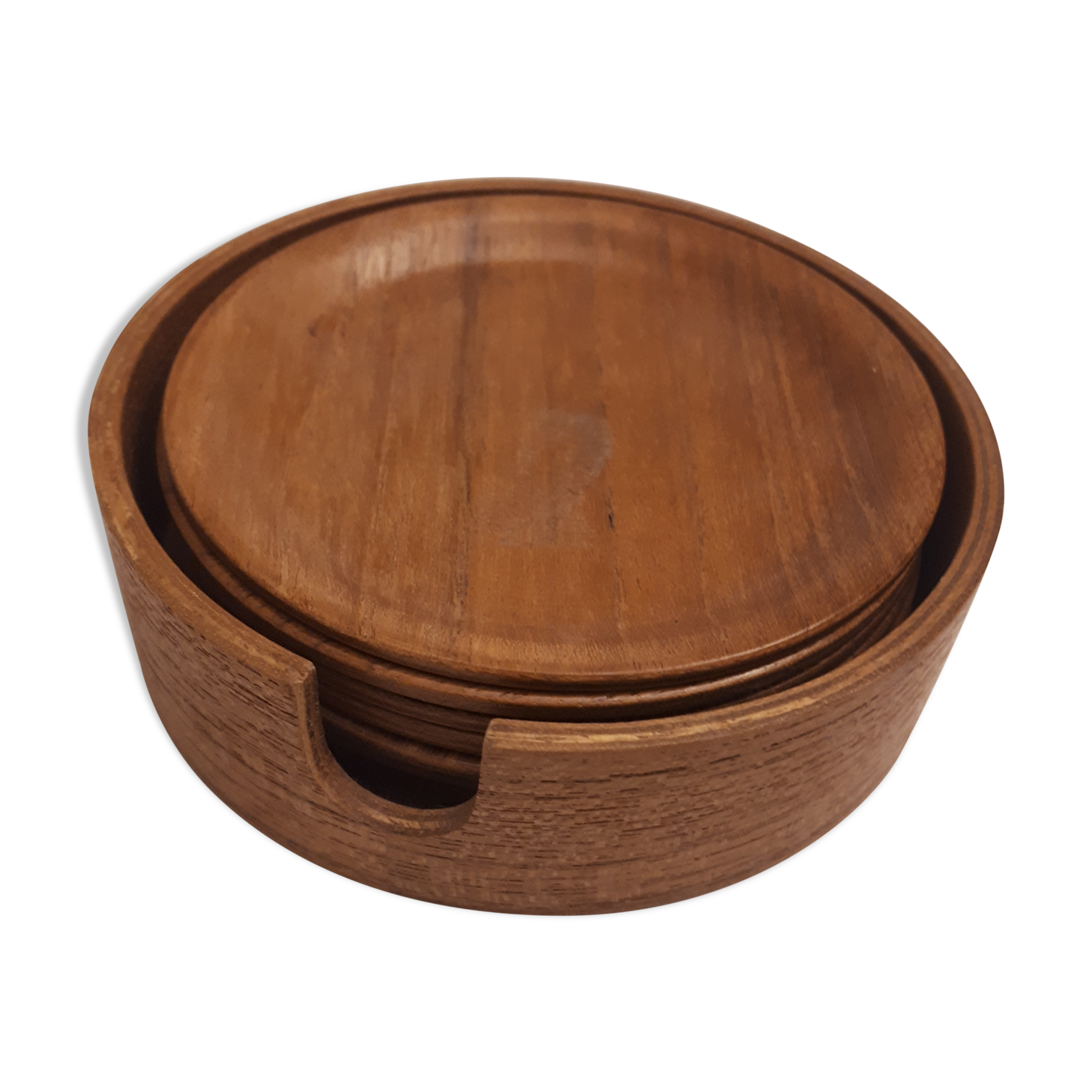 Under glass under wooden bock vintage teak style 1960