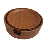 Under glass under wooden bock vintage teak style 1960