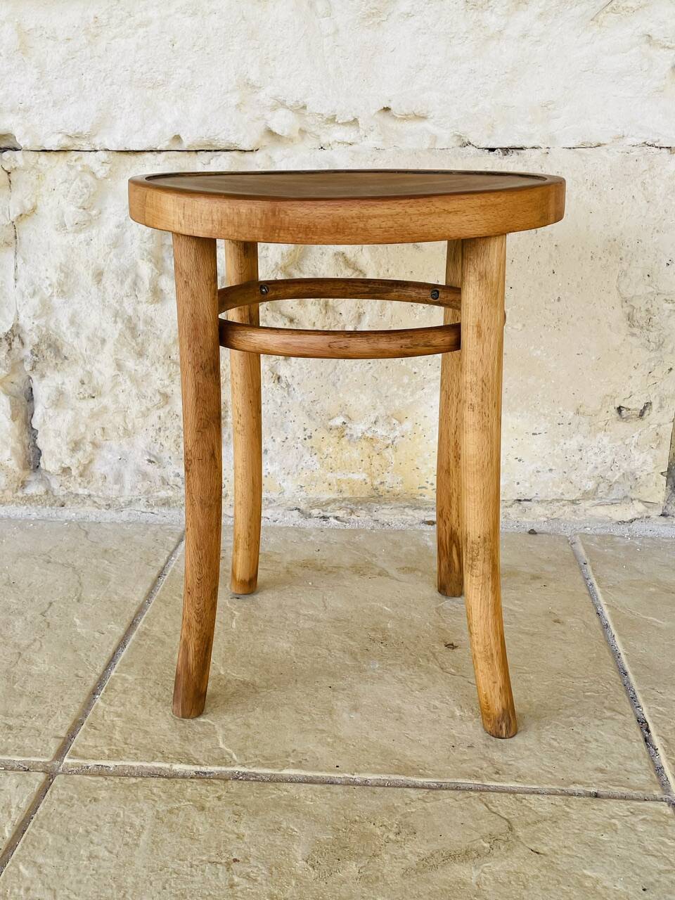 Curved wooden stool by Thonet for FMG Poland, 1930