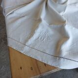 Ensemble ancien drap plat et 2 taies d'oreiller