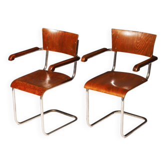 Paire de chaises de bureau tubulaires B43 de Mart Stam, années 1930