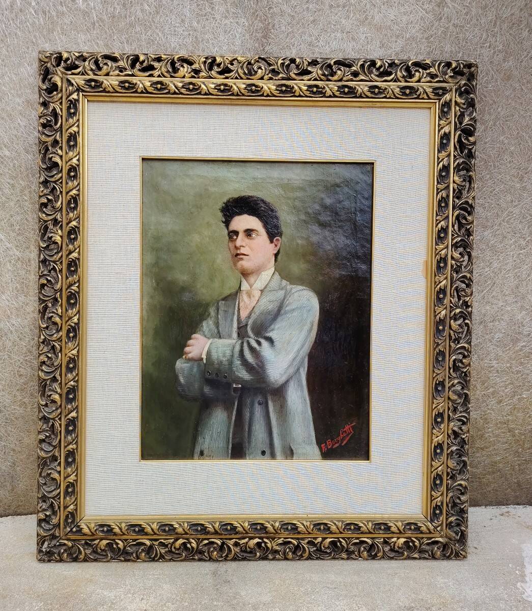 Oil painting on canvas by Pietro Mascagni, composer from the early 1900s.