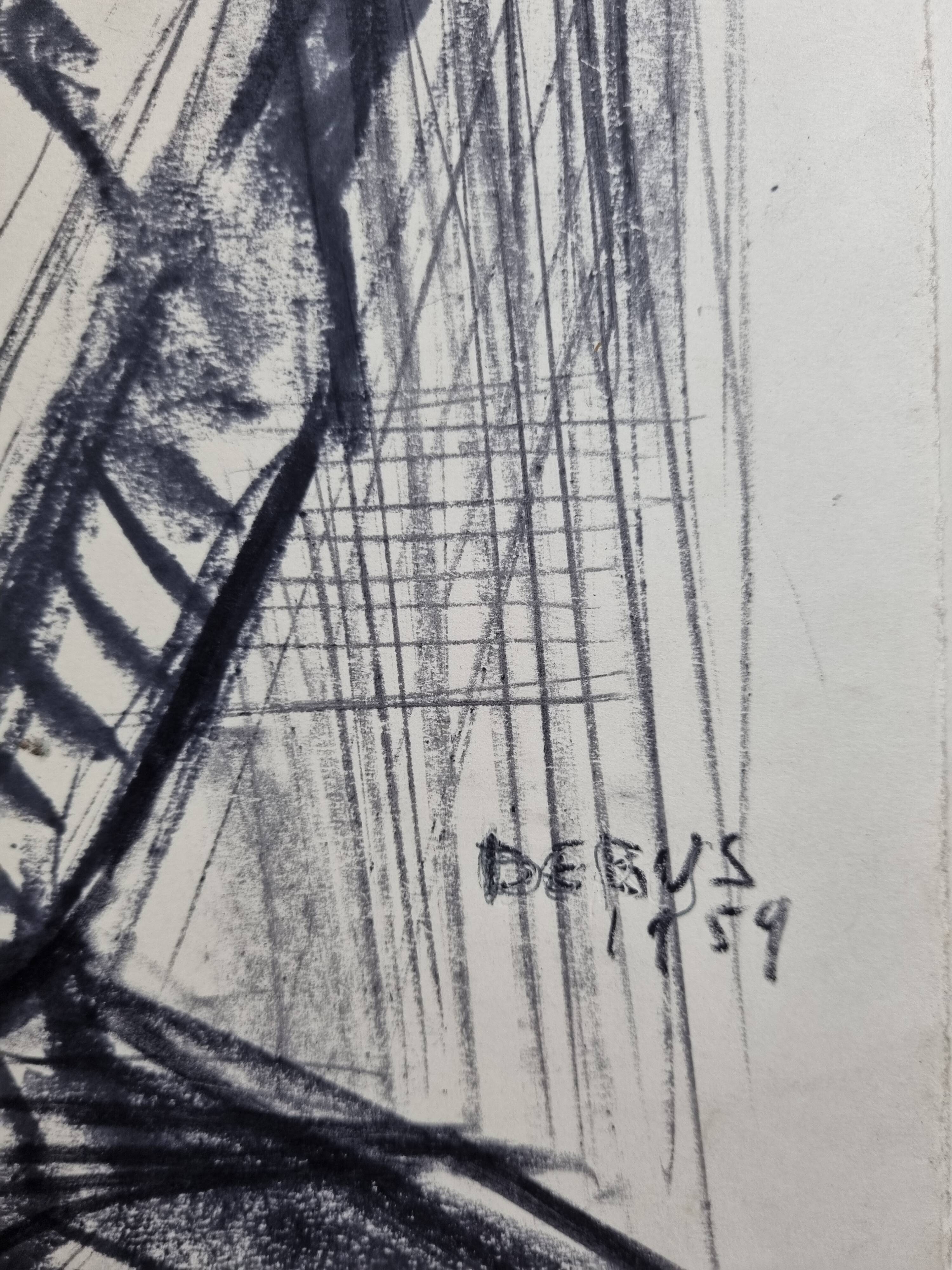 Nude study signed by Maurice de Bus, 1959, 50 x 59 cm