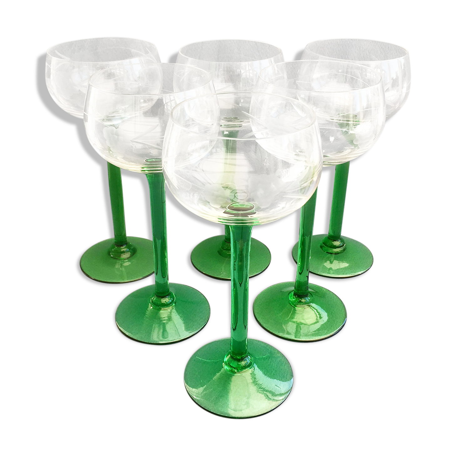 Set of 6 Alsace wine glasses in chiseled crystal