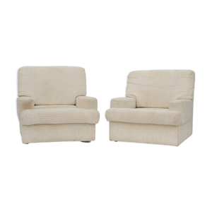 Paire de fauteuils tissu blanc