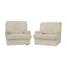 Pair of white fabric armchairs
