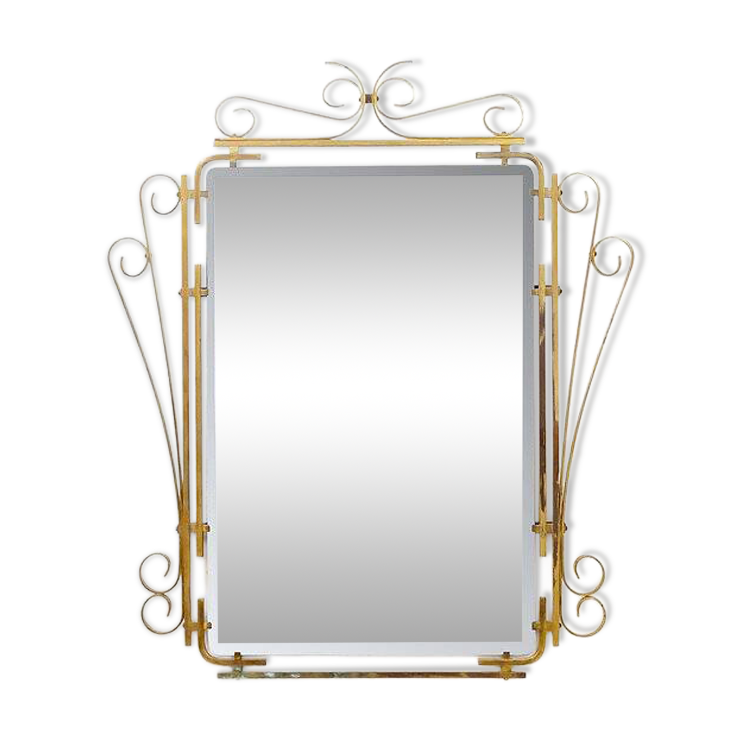 Italian brass mirror with scrolls, mid-century - 1950s