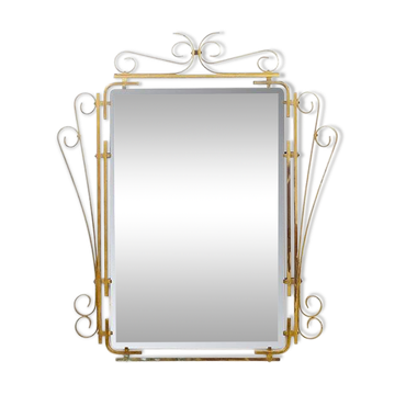 Miroir italien en laiton à volutes, milieu du siècle - 1950s