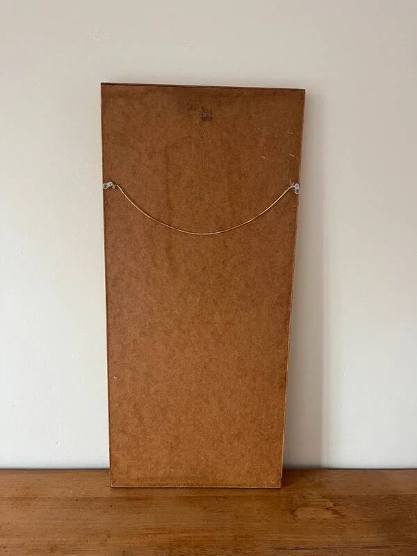 Vintage Danish oak mirror with bevelled edges.