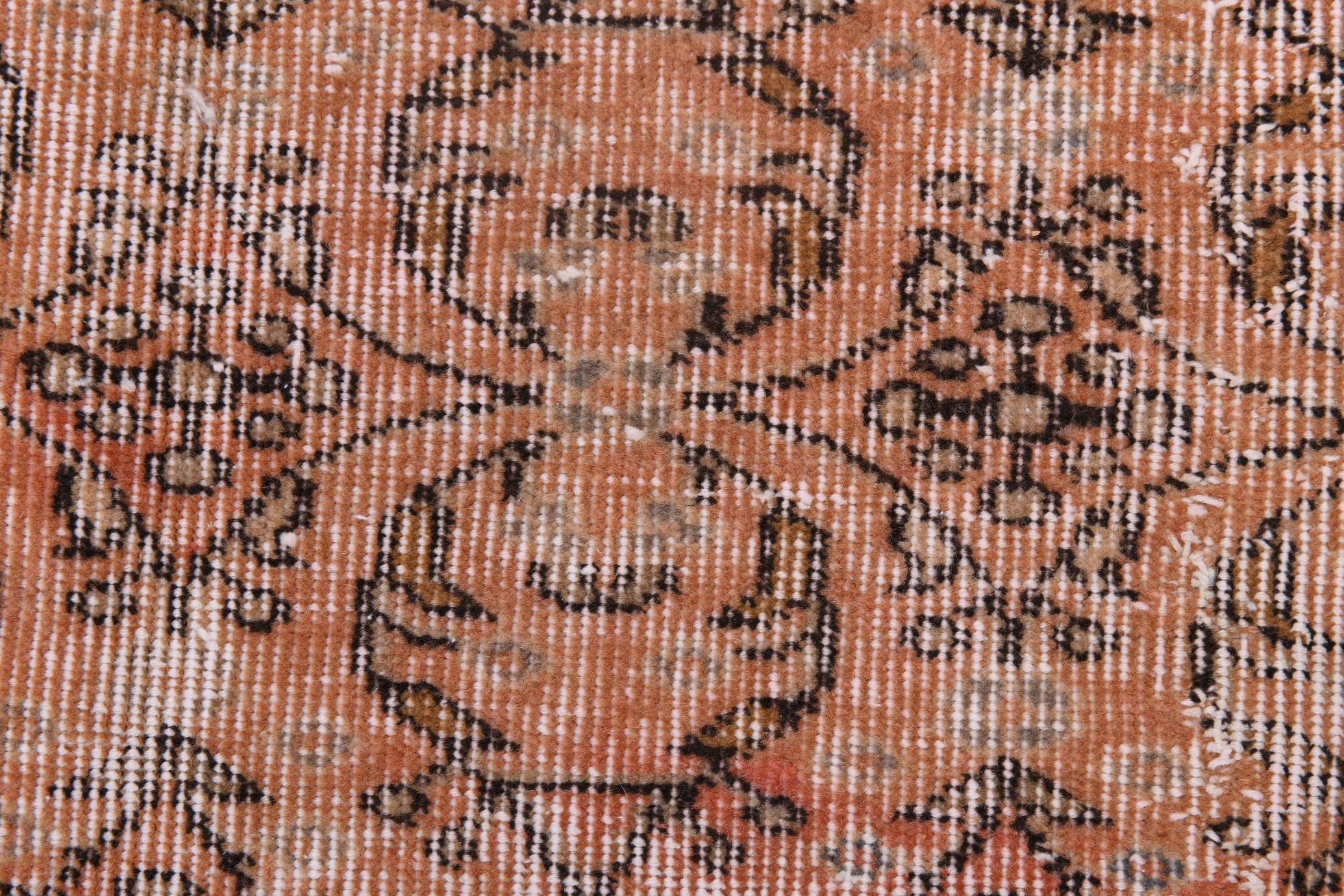 5x8 Peach Orange Handmade Wool Vintage Rug, 144x234Cm