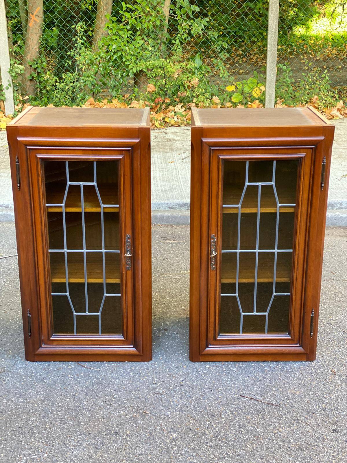 Vintage 20th Century Wooden Glass-Fronted Bookshelf