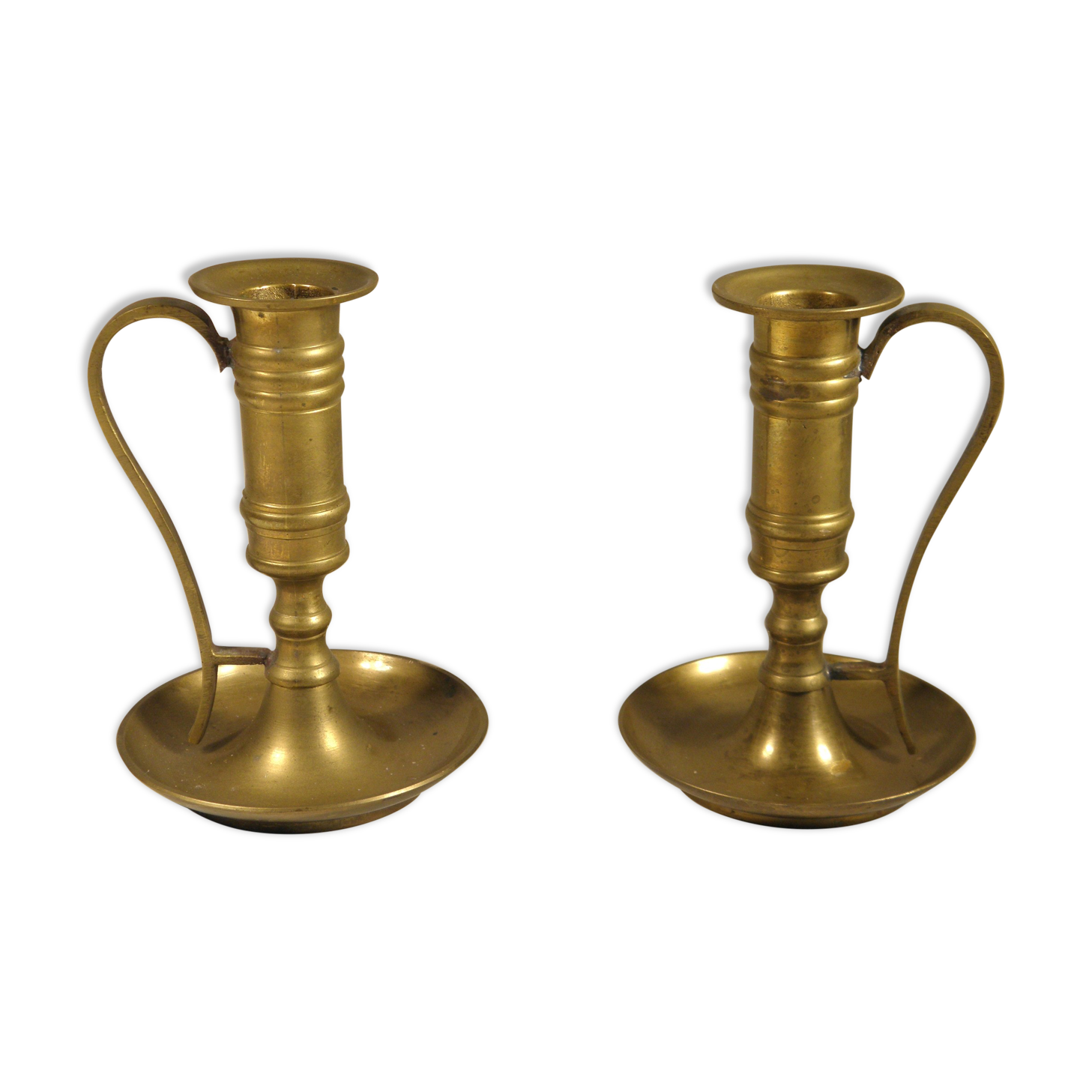 Pair of brass candle holders