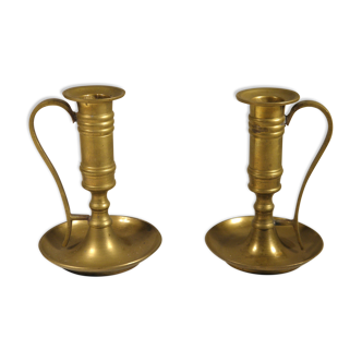 Pair of brass candle holders