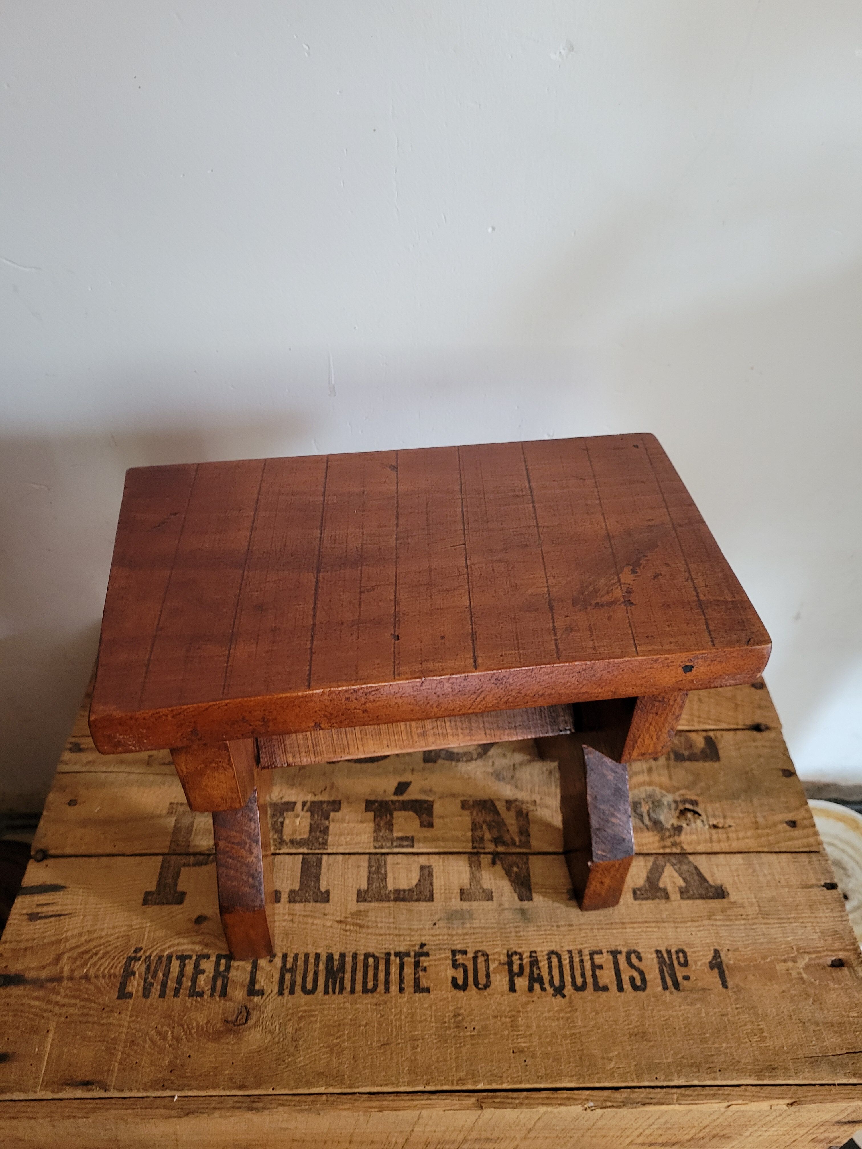 Brutalist wooden stool