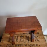 Brutalist wooden stool