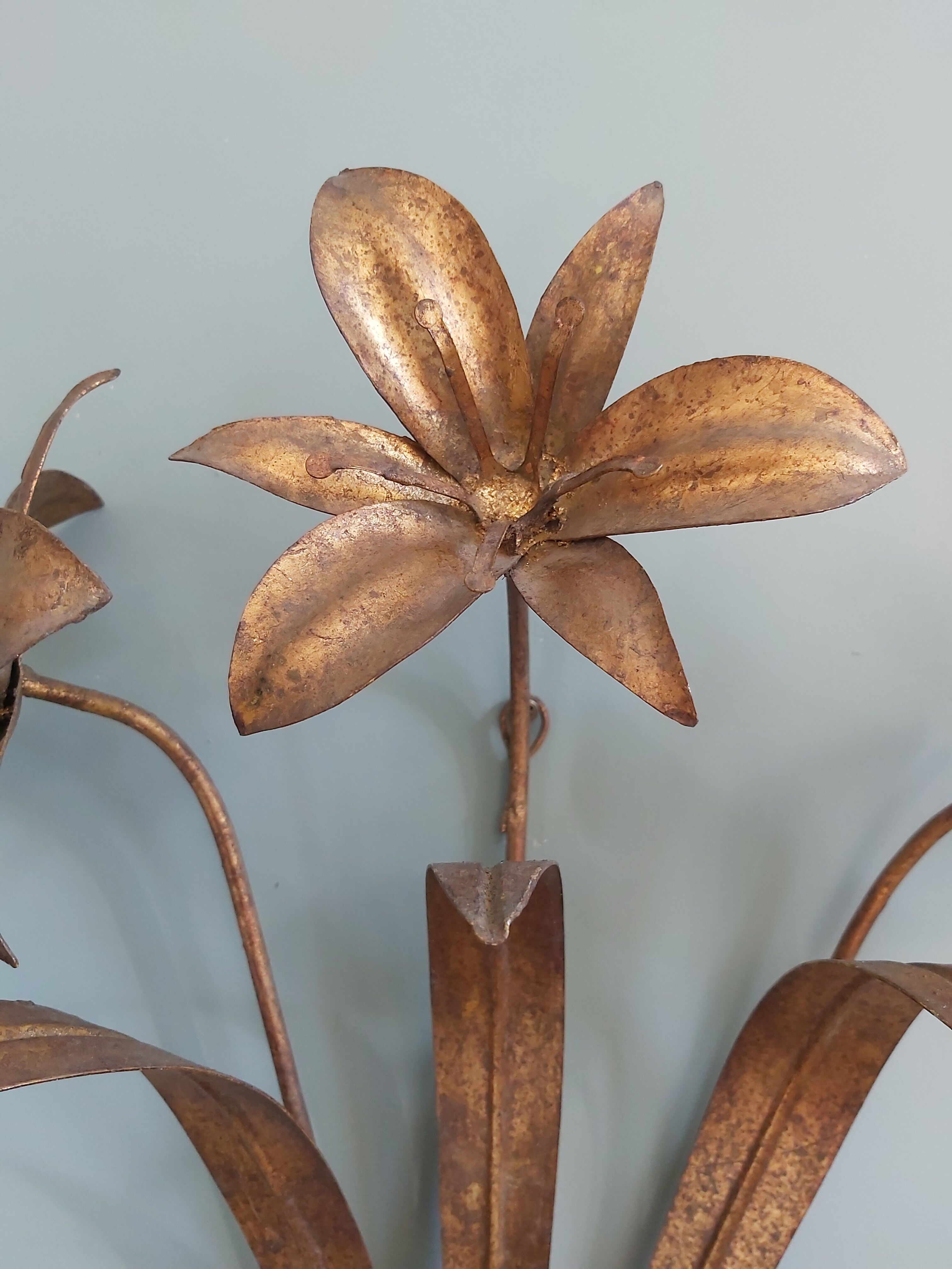 Vintage gold metal wall lamp, 70s
