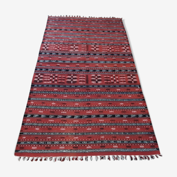 Tapis rouge, tapis marocain rayé, tapis berbère 230x120cm