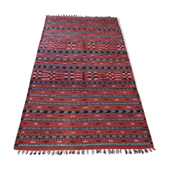 Tapis rouge, tapis marocain rayé, tapis berbère 230x120cm