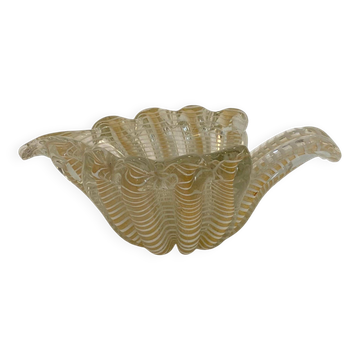 Bol en verre décoratif 'Zebrati' de Murano Barovier, style Hollywood Regency, années 1960.