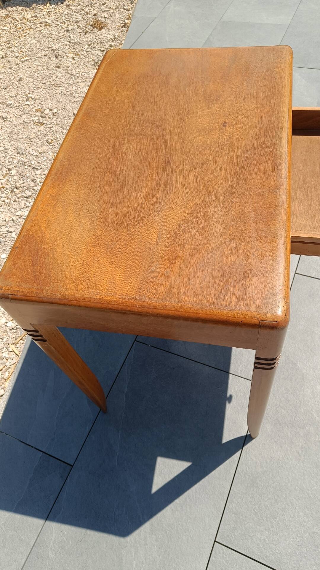Vintage Scandinavian-style wooden table with drawer, 1950s-60s.