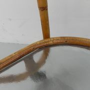 Bamboo, rattan serving trolley on castors