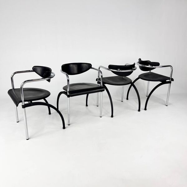 4 chaises de salle à manger postmodernes par Arnold Merckx pour Arco, années 1980