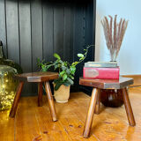 Pair of handmade tripod stools