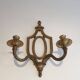 Golden Wrought Iron Wall Light with Oval Shield and Two Arms. French Work.