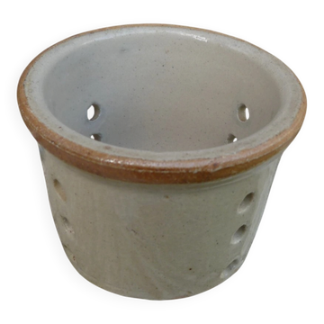 Vintage cheese draining pot in antique stoneware