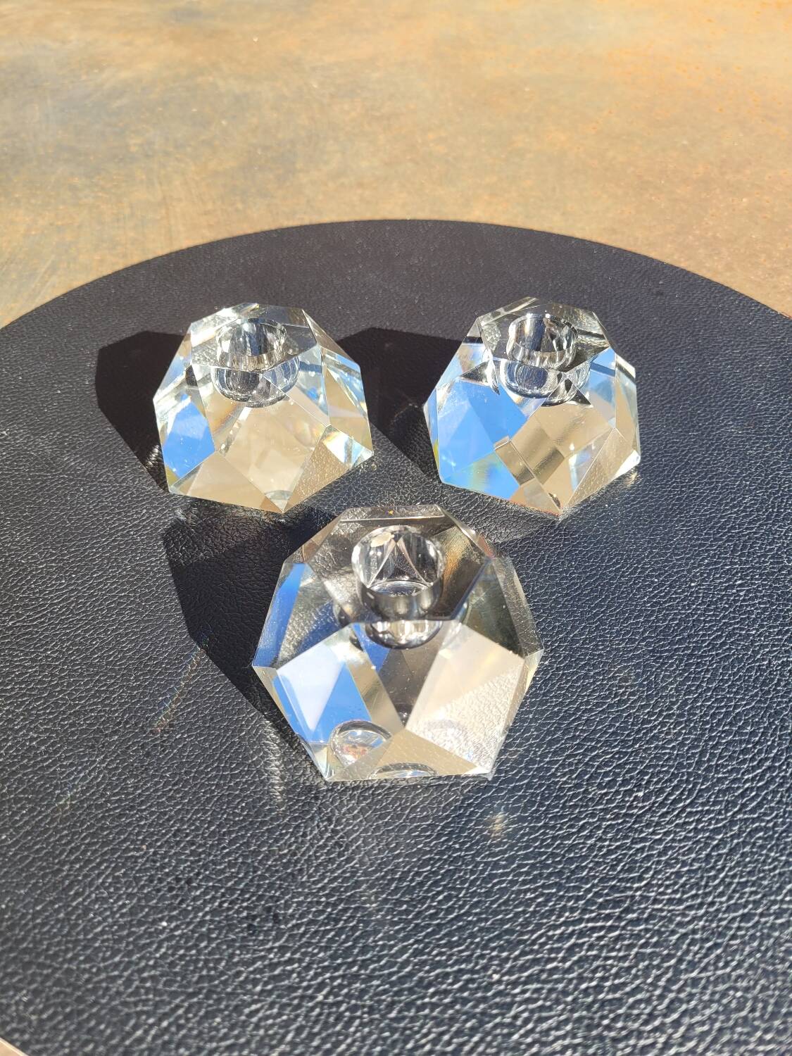 Crystal candle holders - diamond shape - set of 3