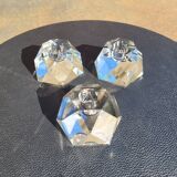 Crystal candle holders - diamond shape - set of 3